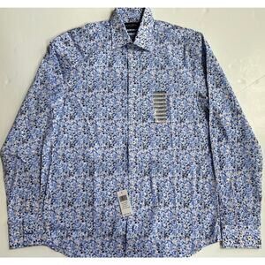 Nick Graham Men's Floral Performance Stretch Cotton Blend Dress Shirt Size S NWT